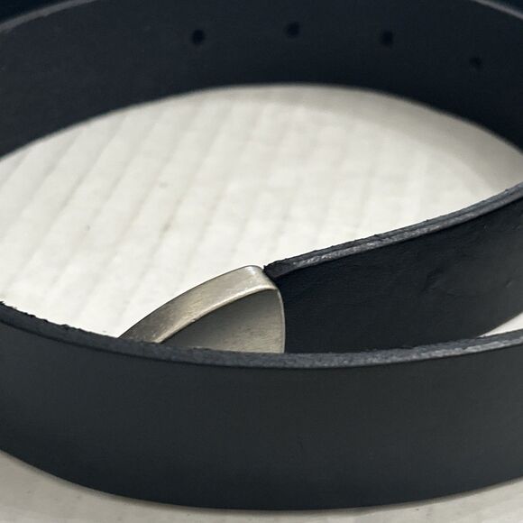AllSaints Women\'s 1.25 Inch Black Leather Belt with Triple Metal Keeper Sz S main image 6